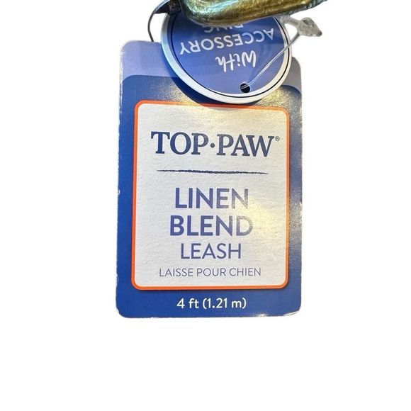 Top Paw Linen Leather Handle Diamond‎ Dog Leash 4 FT Blue Orange - Picture 5 of 5